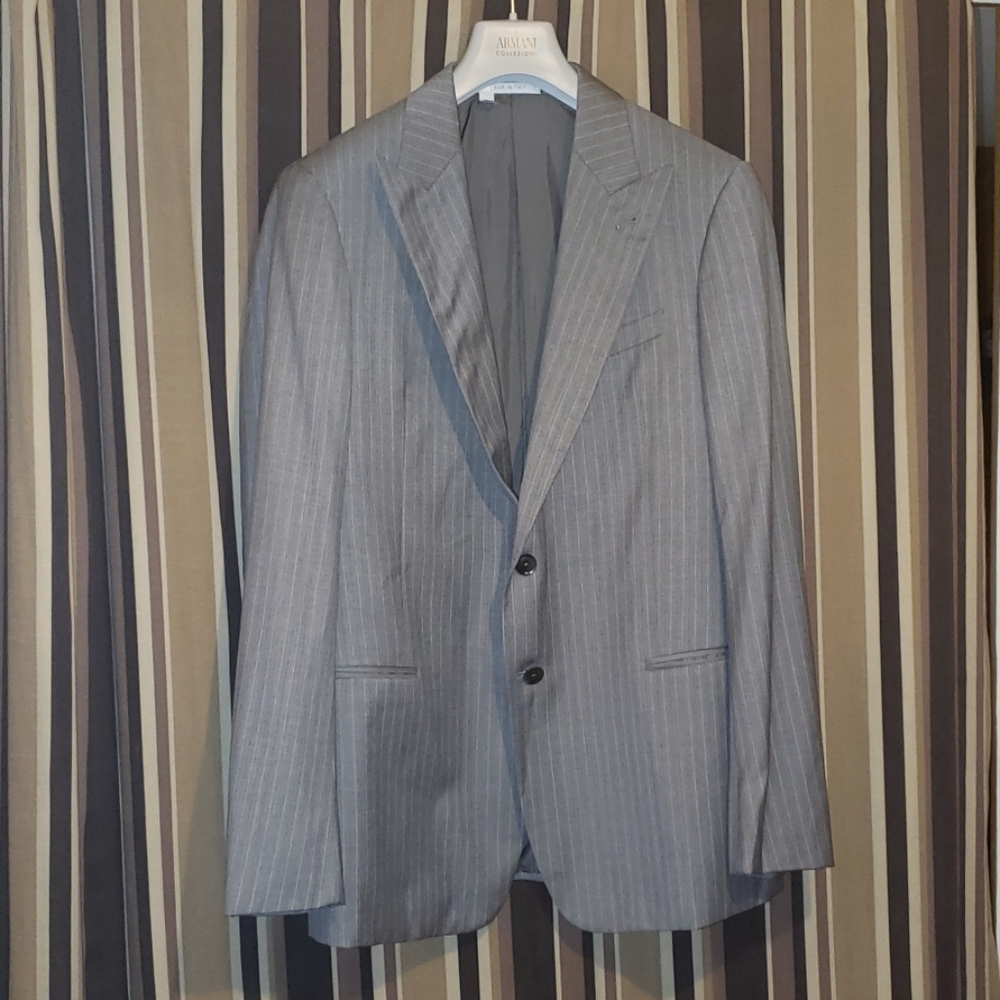 Armani Collezioni Suit Jacket grey pinstripes